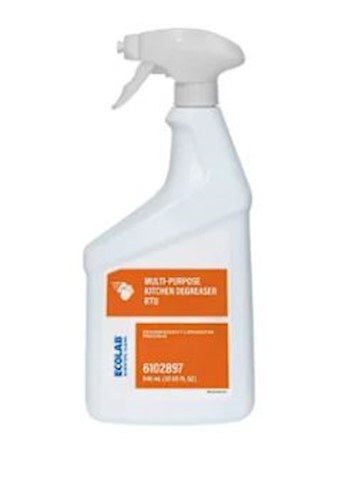 Ecolab Degreaser, Spray Bottles, Multi-Purpose, Kitchen, RTU, Unscented, 32 OZ, 6/CT