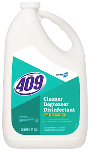 Clorox Disinfectant, Cleaner / Degreaser, CloroxPro Formula, 409, Refill, 1 GALLON, 4/CT