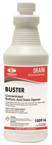 Theochem Laboratories Drain Cleaner, Buster Liquid, Sulfuric Acid, 1 QT, 12/CT