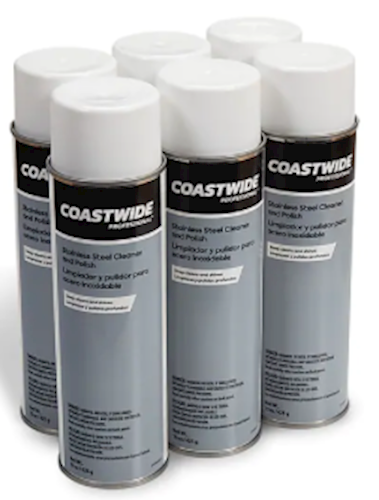 Coastwide Professional Stainless Steel Cleaner and Polish, Lemon Scent, 15 OZ, 6/CT