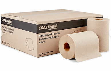 Coastwide Professional Hardwound Paper Towels, Natural, 1-Ply, 350 ft per Roll, 12 Rolls per Case