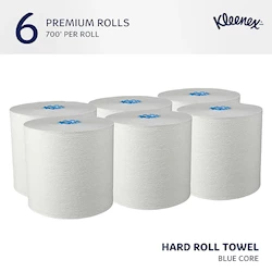 Kleenex Recycled Hardwound Paper Towels, White, 1-Ply, 700 ft per Roll, 6 Rolls per Case