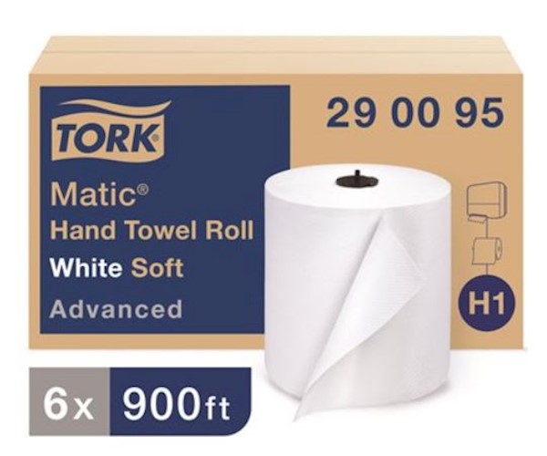 Tork Advanced Hardwound Paper Towels, White, 1136 Sheets per Roll, 6 Rolls per Case