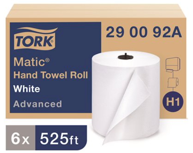 Tork Advanced Hardwound Paper Towels, White, 2-Ply, 663 Sheets per Roll, 6 Rolls per Case