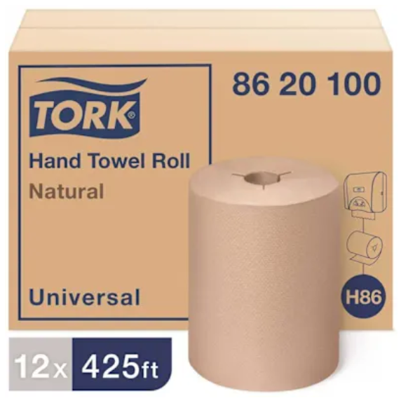 Tork Natural Hardwound Paper Towels, 425 ft per Roll, 12 Rolls per Case