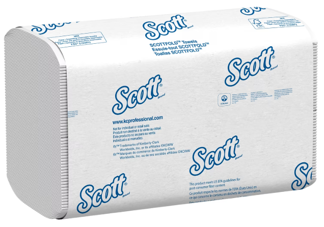 Scott Pro Recycled Multifold Paper Towels, White, 1-Ply, 175 Sheets/Pack, 25 Packs/Case