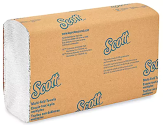 Scott Multifold Paper Towels, White, 1-Ply, 250 Sheets/Pack, 16 Packs/Case