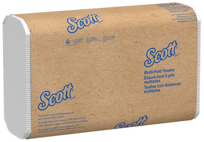 Scott Essential Recycled Multifold Paper Towels, White, 1-Ply, 250 Sheets/Pack, 16 Packs/Case