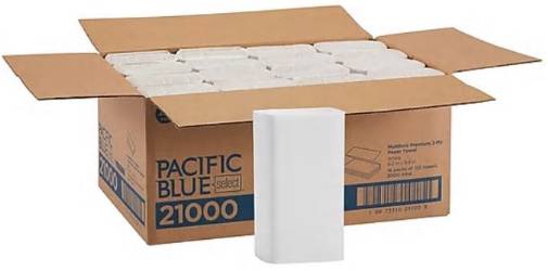 Georgia Pacific Pacific Blue Multifold Paper Towels, White, 2-Ply, 125 Sheets/Pack, 16 Packs/Case