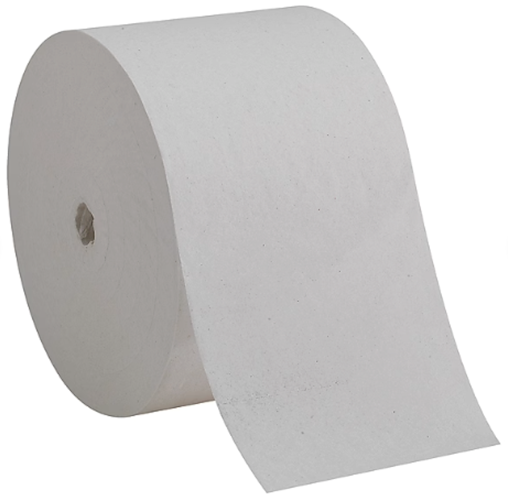 Compact Coreless Compact Recycled Toilet Tissue, 1-Ply, White, 3000 Sheets per Roll, 18 Rolls per Case