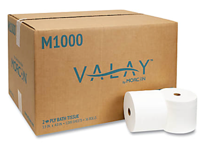 Morcon Small Core Toilet Tissue, 2-Ply, Septic Safe, 1000 Sheets per Roll, 36 Rolls per Case