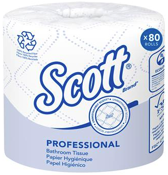 Scott Recycled 2-Ply Toilet Tissue, Standard Rolls, White, 473 Sheets per Roll, 80 Rolls per Case