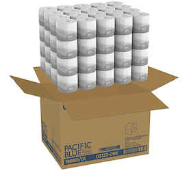 Georgia Pacific Pacific Blue 2-Ply Toilet Tissue, Standard, White, 550 Sheets per Roll, 80 Rolls per Case