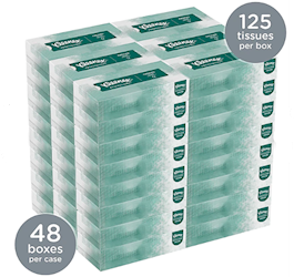 Kleenex Naturals Facial Tissue, Flat Box, 2-Ply, White, 48 per Case