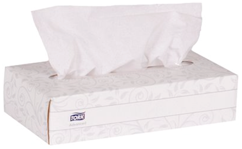 Tork Flat Box Facial Tissue, 2-Ply, 100 Tissues per Box, 30 Boxes per Case