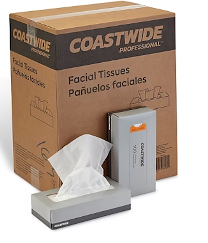 Coastwide Professional Facial Tissues, 2-Ply, 100 Sheets per Box, 30 Boxes per Case