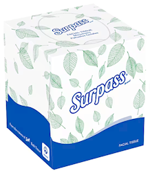 Surpass Cube Facial Tissues, 2-Ply, 90 Tissues per Box, 36 Boxes per Case