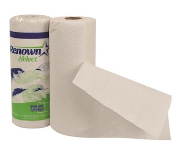 Renown Bright White 2-Ply Kitchen Roll Paper Towels, 30 Rolls per Case