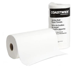 Coastwide Professional 2-Ply White Kitchen Roll Paper Towels, 128 Sheets per Roll, 15 Rolls per Case
