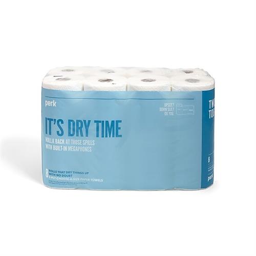 Perk Choose-A-Size 2-Ply Kitchen Towels, 8 Rolls per Pack