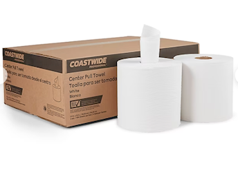 Sustainable Earth Coastwide Center Pull Paper Towels, White, 2-Ply, Recycled, 600 Sheets/Roll, 6 Rolls/Case