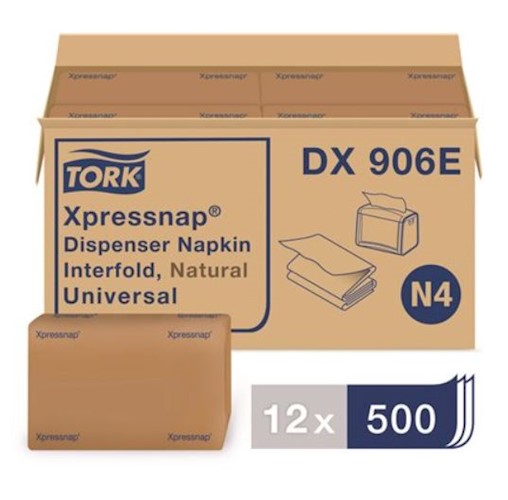 Tork Universal Natural Interfold Napkins with Overall Emboss, 500/Pack, 12 Packs/Case