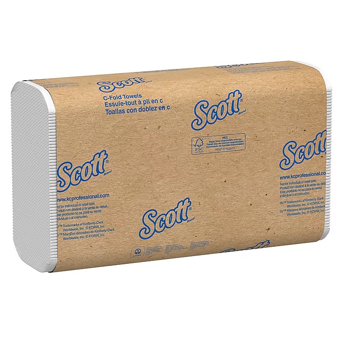 Scott Recycled White 1-Ply C-Fold Paper Towels, 200 Sheets/Pack, 12 Packs/Case