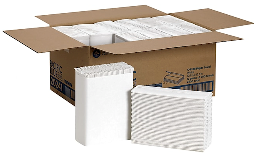 Pacific Blue White 1-Ply C-Fold Paper Towels, 2400/Case