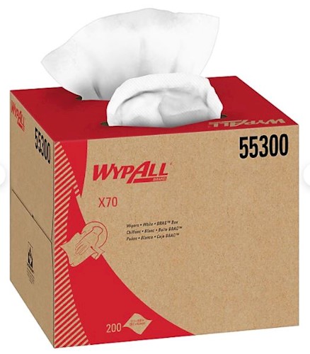 WypAll X70 1-Ply White Center Pull Cloth Towels, 200/Box