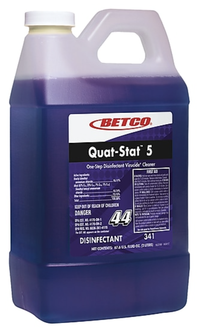 Betco Virucide Quat-Stat 5 Disinfectant Cleaner, Lavender, 2 L, 4 Count
