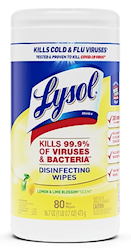 Lysol Disinfecting Wipes, Lemon and Lime Blossom Scent, 80 Wipes/CT